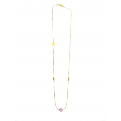 14Kt Yellow Gold Diamond Cut Boston with Citrine, Blue Topaz and Amethyst Stations Necklace (2.70gr)